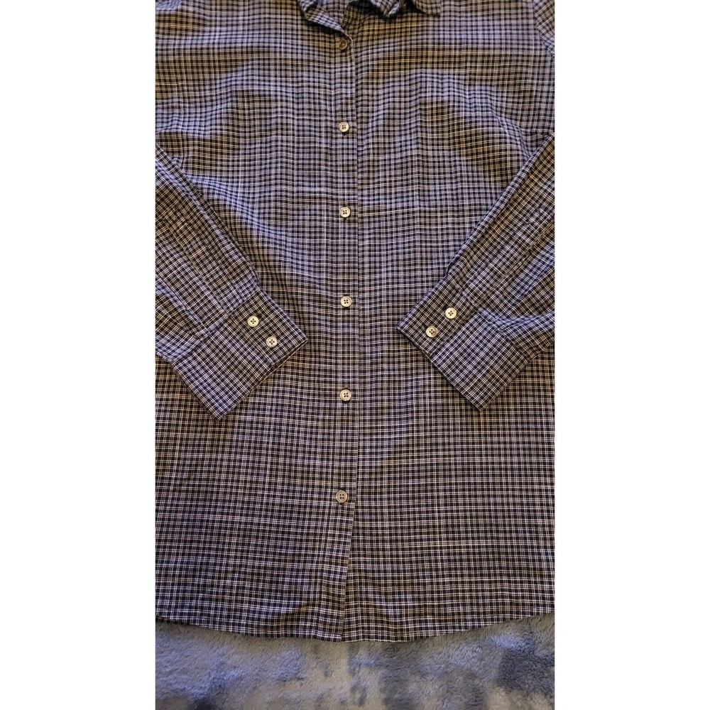 J. Jill Womens Size M Shirt Black White Gingham Plaid Button Up Top Blouse - Picture 2 of 7